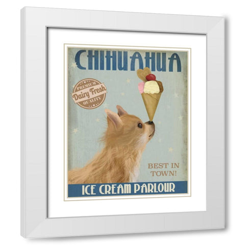 Chihuahua, Long Haired, Ice Cream White Modern Wood Framed Art Print with Double Matting by Fab Funky