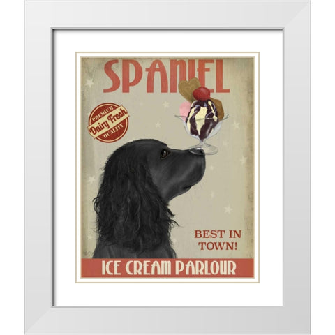 Cocker Spaniel, Black, Ice Cream White Modern Wood Framed Art Print with Double Matting by Fab Funky