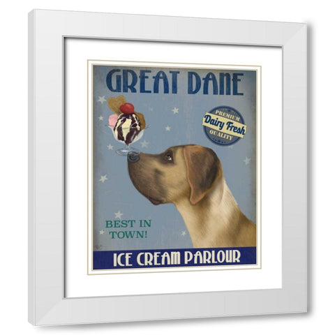 Great Dane, Tan, Ice Cream White Modern Wood Framed Art Print with Double Matting by Fab Funky