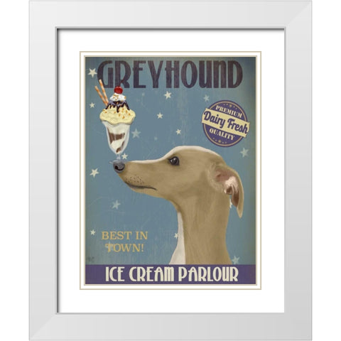 Greyhound, Tan, Ice Cream White Modern Wood Framed Art Print with Double Matting by Fab Funky