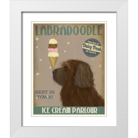 Labradoodle, Brown, Ice Cream White Modern Wood Framed Art Print with Double Matting by Fab Funky