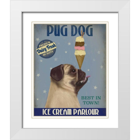 Pug, Fawn, Ice Cream White Modern Wood Framed Art Print with Double Matting by Fab Funky