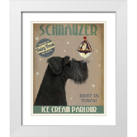 Schnauzer, Black, Ice Cream White Modern Wood Framed Art Print with Double Matting by Fab Funky