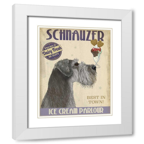 Schnauzer, Grey, Ice Cream White Modern Wood Framed Art Print with Double Matting by Fab Funky