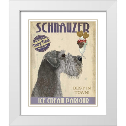 Schnauzer, Grey, Ice Cream White Modern Wood Framed Art Print with Double Matting by Fab Funky