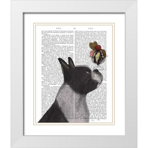 Boston Terrier Ice Cream White Modern Wood Framed Art Print with Double Matting by Fab Funky
