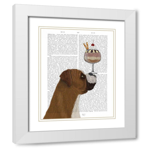 Boxer Ice Cream White Modern Wood Framed Art Print with Double Matting by Fab Funky