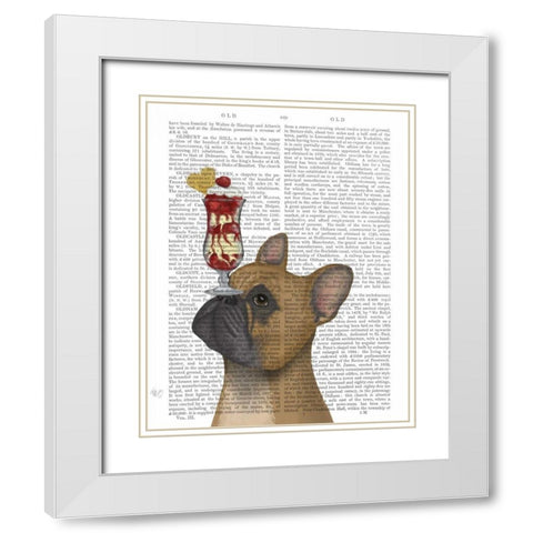 French Bulldog Ice Cream White Modern Wood Framed Art Print with Double Matting by Fab Funky