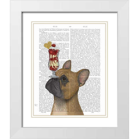 French Bulldog Ice Cream White Modern Wood Framed Art Print with Double Matting by Fab Funky