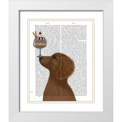 Dachshund, Gold, Ice Cream White Modern Wood Framed Art Print with Double Matting by Fab Funky