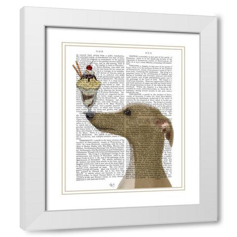 Greyhound, Tan, Ice Cream White Modern Wood Framed Art Print with Double Matting by Fab Funky