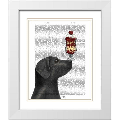 Black Labrador Ice Cream White Modern Wood Framed Art Print with Double Matting by Fab Funky