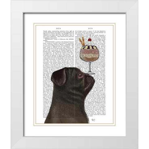 Pug, Black, Ice Cream White Modern Wood Framed Art Print with Double Matting by Fab Funky