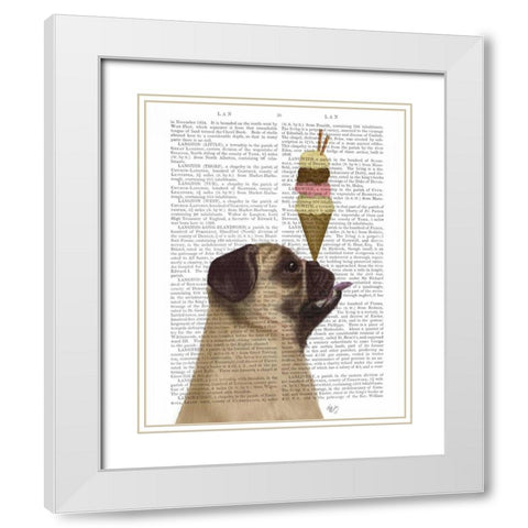 Pug, Fawn, Ice Cream White Modern Wood Framed Art Print with Double Matting by Fab Funky
