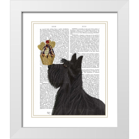 Scottish Terrier Ice Cream White Modern Wood Framed Art Print with Double Matting by Fab Funky
