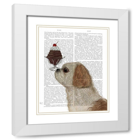 Shih Tzu Ice Cream White Modern Wood Framed Art Print with Double Matting by Fab Funky