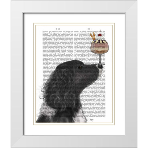 Springer Spaniel, Black, Bebe,Ice Cream White Modern Wood Framed Art Print with Double Matting by Fab Funky