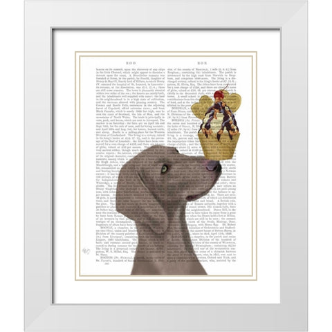 Weimaraner Ice Cream White Modern Wood Framed Art Print with Double Matting by Fab Funky