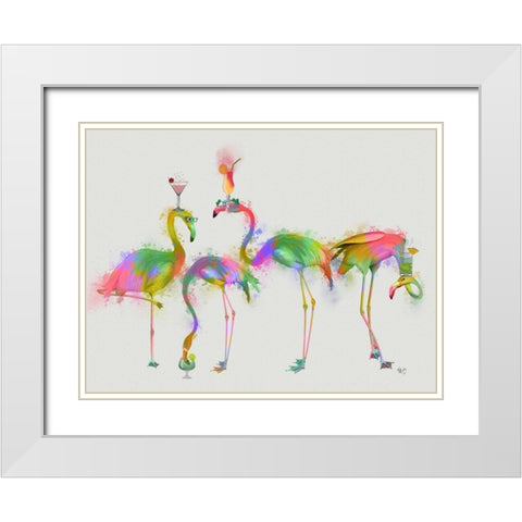 Rainbow Splash Cocktail Party White Modern Wood Framed Art Print with Double Matting by Fab Funky