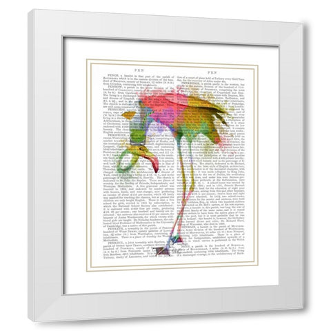 Rainbow Splash Flamingo 4 White Modern Wood Framed Art Print with Double Matting by Fab Funky