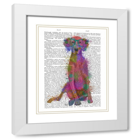 Rainbow Splash Weimaraner, Full White Modern Wood Framed Art Print with Double Matting by Fab Funky