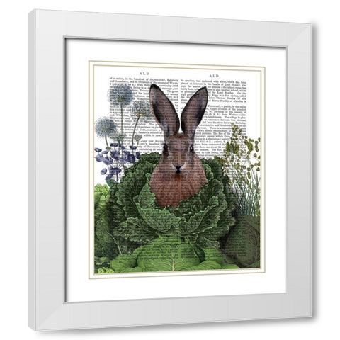 Cabbage Patch Rabbit 1 White Modern Wood Framed Art Print with Double Matting by Fab Funky