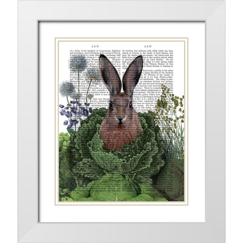Cabbage Patch Rabbit 1 White Modern Wood Framed Art Print with Double Matting by Fab Funky