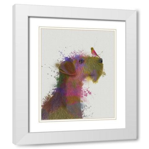 Airdale and Canary Rainbow Splash White Modern Wood Framed Art Print with Double Matting by Fab Funky