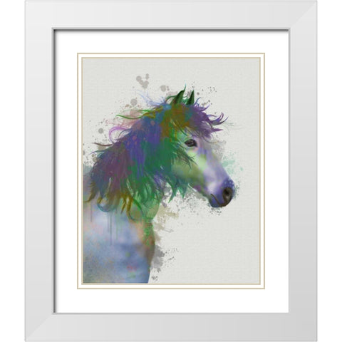 Horse Portrait 1 Rainbow Splash White Modern Wood Framed Art Print with Double Matting by Fab Funky