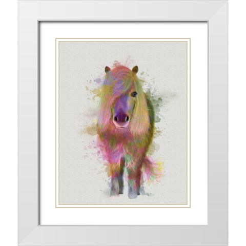 Pony 1 Full Rainbow Splash White Modern Wood Framed Art Print with Double Matting by Fab Funky