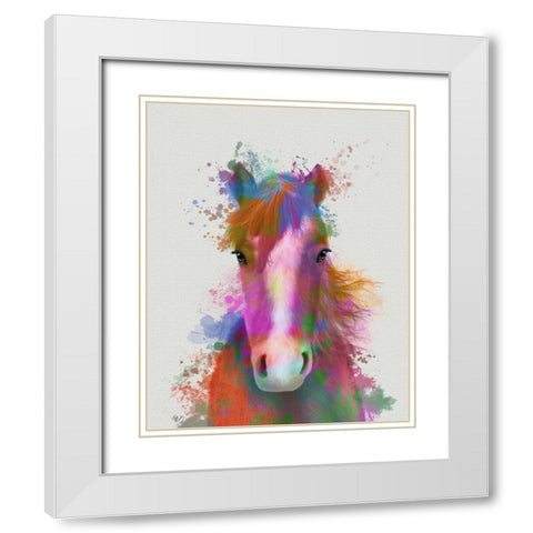 Horse Portrait 2 Rainbow Splash White Modern Wood Framed Art Print with Double Matting by Fab Funky