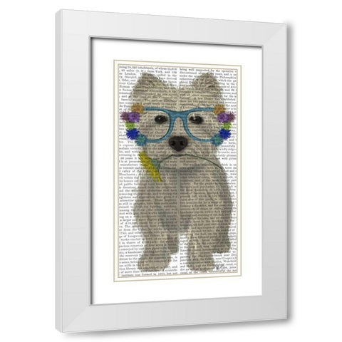 West Highland Terrier Flower Glasses White Modern Wood Framed Art Print with Double Matting by Fab Funky