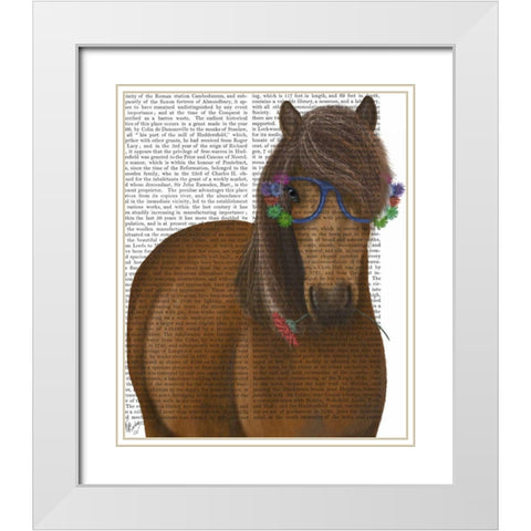 Horse and Flower Glasses White Modern Wood Framed Art Print with Double Matting by Fab Funky