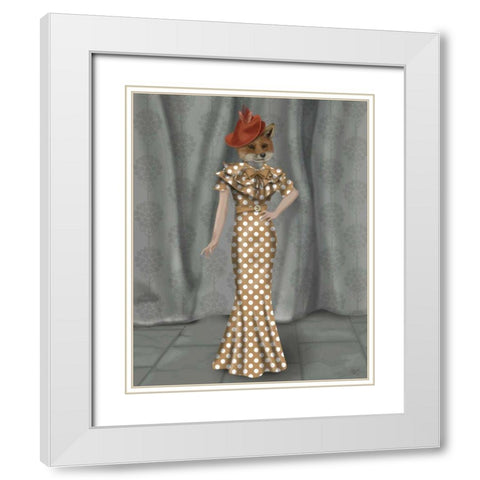 Fox Lady 1930s White Modern Wood Framed Art Print with Double Matting by Fab Funky