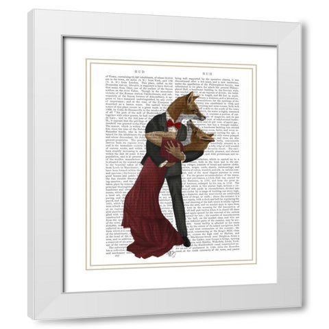 Foxes Romantic Dancers White Modern Wood Framed Art Print with Double Matting by Fab Funky