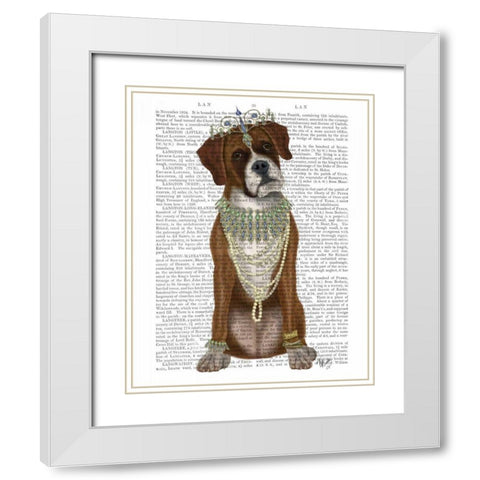 Boxer and Tiara, Full White Modern Wood Framed Art Print with Double Matting by Fab Funky