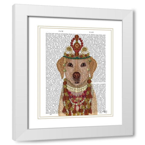 Yellow Labrador and Tiara, Portrait White Modern Wood Framed Art Print with Double Matting by Fab Funky
