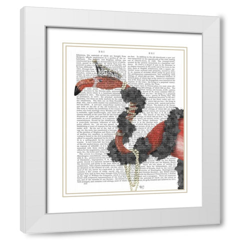 Flamingo and Pearls, Portrait White Modern Wood Framed Art Print with Double Matting by Fab Funky