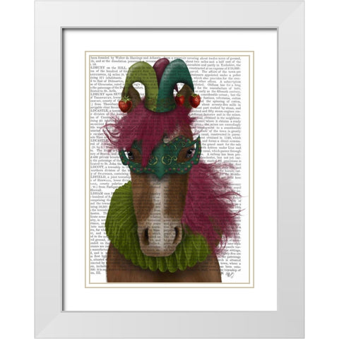 Horse Strawberry Fool White Modern Wood Framed Art Print with Double Matting by Fab Funky