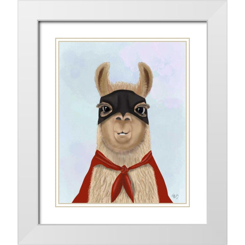 Super Llama White Modern Wood Framed Art Print with Double Matting by Fab Funky