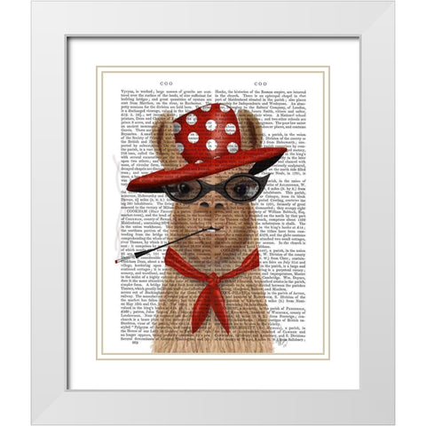 Fabulous Llama White Modern Wood Framed Art Print with Double Matting by Fab Funky