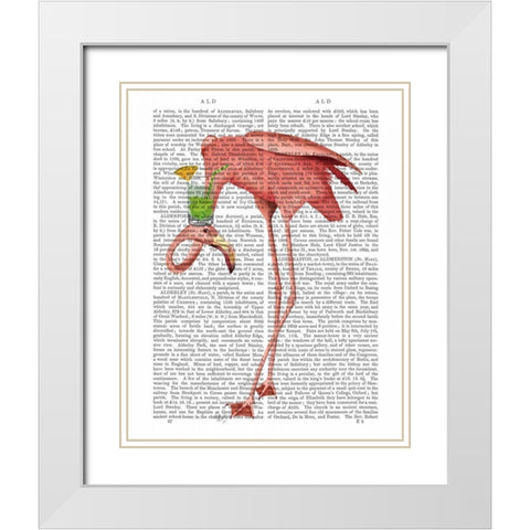 Flamingo and Cocktail 1 White Modern Wood Framed Art Print with Double Matting by Fab Funky