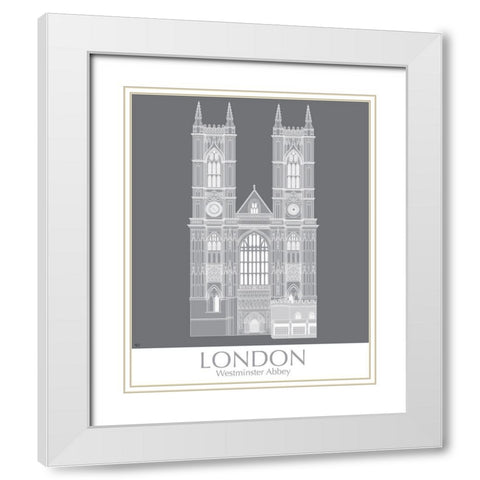 London Westminster Abbey Monochrome White Modern Wood Framed Art Print with Double Matting by Fab Funky