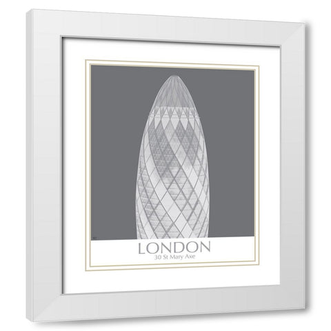 London Gerkin Monochrome White Modern Wood Framed Art Print with Double Matting by Fab Funky