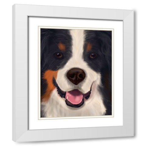 Bernese Big Dog White Modern Wood Framed Art Print with Double Matting by Fab Funky