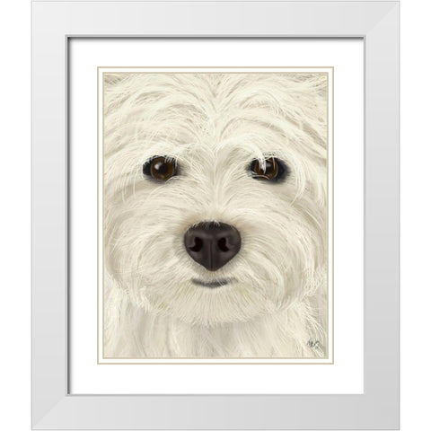 Westie Big Dog White Modern Wood Framed Art Print with Double Matting by Fab Funky