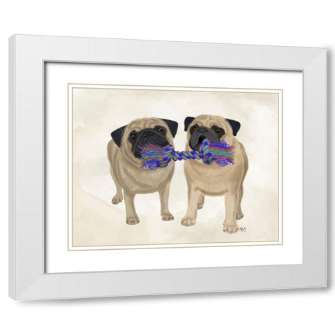 Pugs and Cloth Bone White Modern Wood Framed Art Print with Double Matting by Fab Funky