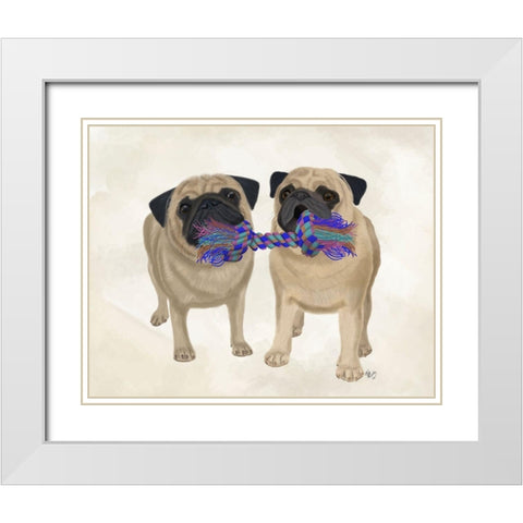 Pugs and Cloth Bone White Modern Wood Framed Art Print with Double Matting by Fab Funky