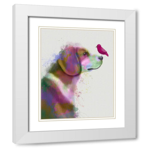 Beagle Rainbow Splash White Modern Wood Framed Art Print with Double Matting by Fab Funky