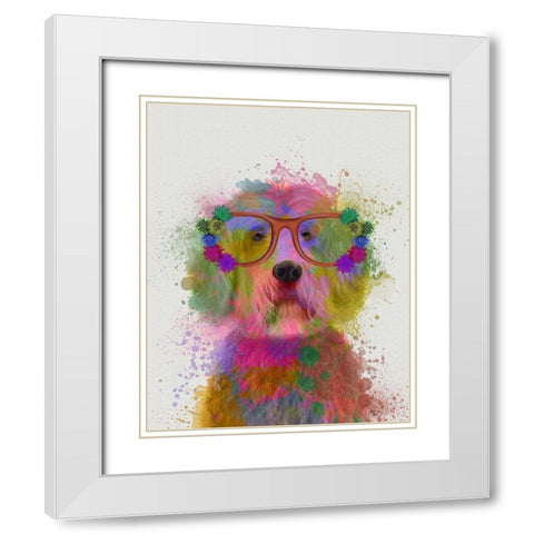 Labradoodle Rainbow Splash White Modern Wood Framed Art Print with Double Matting by Fab Funky